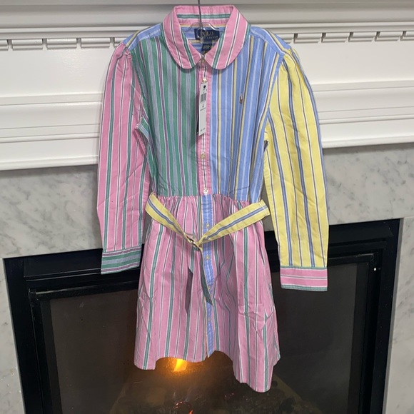 🆕 Polo Ralph Lauren Belted Cotton Oxford Fun Shirtdress, 6x - Picture 7 of 10